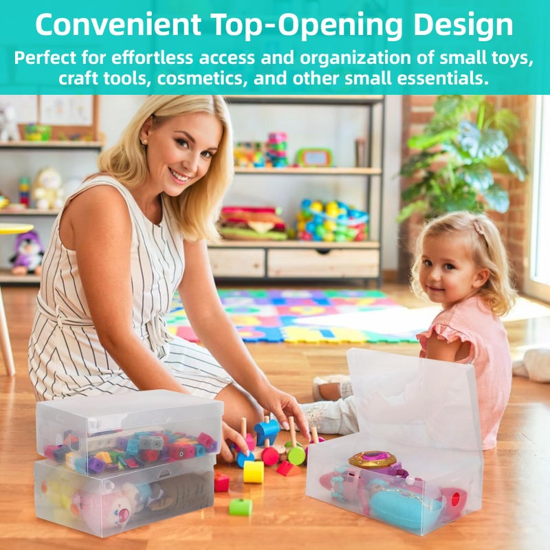 kilofly 15 Kids Women Smart Storage Containers Foldable Clear Shoe Box Set - Image 3